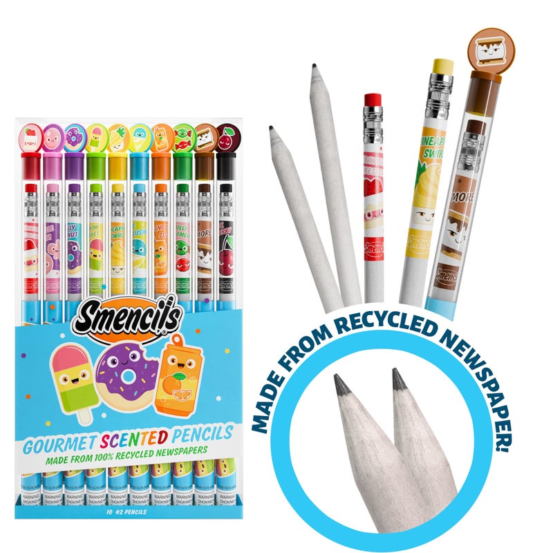 Scentco Smencils - Patented Gourmet Scented Graphite HB #2 Pencils Made from Recycled Newspapers, 10 Count, Gifts for Kids, School Supplies - Image 4